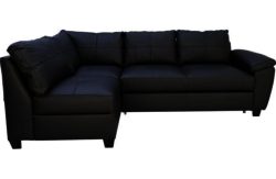 Fernando Leather Left Hand Corner Sofa Bed - Black